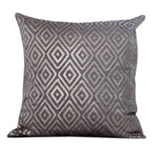 Load image into Gallery viewer, Silver Foil Diamond Print Blue Cotton Cushion Covers (Pair) - Diamond Glam | NOVICA
