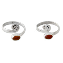 Load image into Gallery viewer, Handcrafted Carnelian and Sterling Silver Toe Rings (Pair) - Curls | NOVICA
