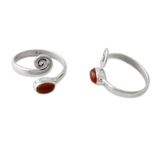 Load image into Gallery viewer, Handcrafted Carnelian and Sterling Silver Toe Rings (Pair) - Curls | NOVICA
