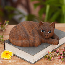 Load image into Gallery viewer, Hand Carved and Painted Cat Sculpture in Wood - Sweet Ginger Tabby | NOVICA
