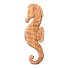 Load image into Gallery viewer, Natural Wood Seahorse Relief Panel Carving - Natural Seahorse | NOVICA
