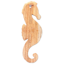 Load image into Gallery viewer, Natural Wood Seahorse Relief Panel Carving - Natural Seahorse | NOVICA
