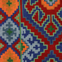 Load image into Gallery viewer, Kashmiri Style Hand Chain Stitch Wool and Cotton Rug (4x6) - Four Red Suns | NOVICA
