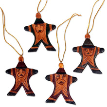 Load image into Gallery viewer, Classic Santa Claus Christmas Ornaments in Maroon and Green - Happy Santa | NOVICA
