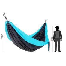 Load image into Gallery viewer, Grey Turquoise Portable Parachute Fabric Hammock (Double) - Highland Dreams | NOVICA
