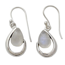 Load image into Gallery viewer, India Handcrafted Rainbow Moonstone Earrings - Sublime Symmetry | NOVICA
