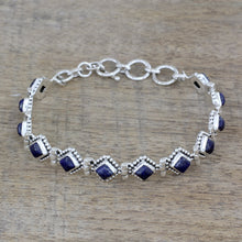 Load image into Gallery viewer, India Lapis Lazuli and Sterling Silver Tennis Bracelet - Deep Blue Diamonds | NOVICA
