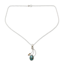 Load image into Gallery viewer, Citrine Silver Necklace with Composite Turquoise - Modern Mystique | NOVICA
