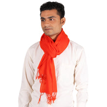 Load image into Gallery viewer, Men's Woven Wool Orange-Red Scarf from India - Kashmiri Fire | NOVICA
