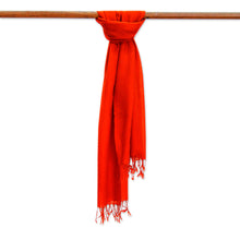 Load image into Gallery viewer, Men's Woven Wool Orange-Red Scarf from India - Kashmiri Fire | NOVICA
