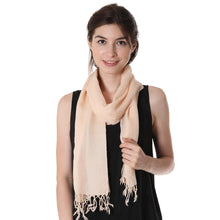 Load image into Gallery viewer, Semi Sheer Wool Scarf in Pale Peach Wool - Pale Peach | NOVICA
