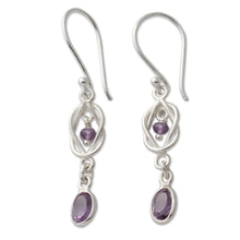 Load image into Gallery viewer, India Artisan Crafted Amethyst and Silver Earrings - Violet Knot | NOVICA
