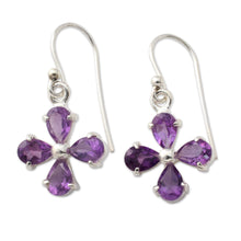 Load image into Gallery viewer, Amethyst Flower Earrings Handcrafted of 925 Sterling Silver - Lilac Blossom | NOVICA
