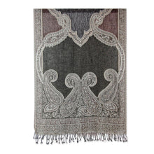 Load image into Gallery viewer, Brown and Olive Green Indian Jamawar Style Wool Shawl - Ivy and Paisley | NOVICA
