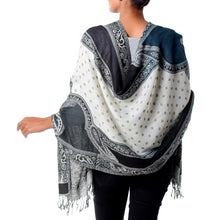Load image into Gallery viewer, Indian Wool Paisley Jamawar Style Shawl with Subtle Teal - Teal Whisper | NOVICA
