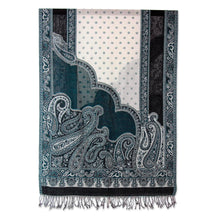 Load image into Gallery viewer, Indian Wool Paisley Jamawar Style Shawl with Subtle Teal - Teal Whisper | NOVICA

