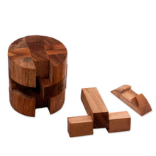 Load image into Gallery viewer, Challenging 3-D Puzzle Artwork Handcrafted of Teak Wood - Forest Cylinder | NOVICA
