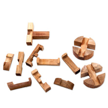 Load image into Gallery viewer, Challenging 3-D Puzzle Artwork Handcrafted of Teak Wood - Forest Cylinder | NOVICA
