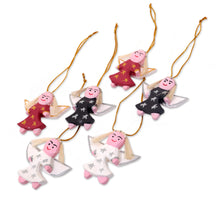 Load image into Gallery viewer, Handmade Wood Angel Ornaments from Bali (Set of 6) - Angel Troupe | NOVICA
