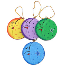 Load image into Gallery viewer, Fair Trade Hand Painted Moon and Star Ornaments (Set of 4) - Moon and Star | NOVICA
