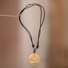 Load image into Gallery viewer, Leather Cord Necklace with Bone Tree of Life Pendant - Sacred Tree | NOVICA
