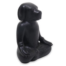 Load image into Gallery viewer, Carved Wood Black Beagle in Yoga Lotus Pose Sculpture - Black Yoga Beagle | NOVICA
