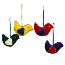 Load image into Gallery viewer, Colorful Wool Felt Holiday Dove Ornaments (Set of 4) - Messengers of Peace | NOVICA
