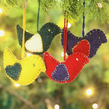 Load image into Gallery viewer, Colorful Wool Felt Holiday Dove Ornaments (Set of 4) - Messengers of Peace | NOVICA
