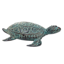 Load image into Gallery viewer, Artisan Crafted Bronze Turtle with Antique Finish - Green Turtle | NOVICA
