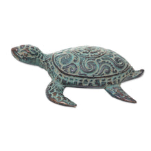 Load image into Gallery viewer, Artisan Crafted Bronze Turtle with Antique Finish - Green Turtle | NOVICA
