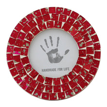 Load image into Gallery viewer, Handcrafted Round Red Mosaic Picture Frame (4 x 4) - Red Ruby | NOVICA
