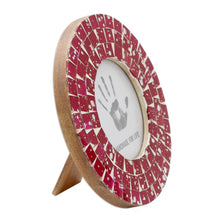Load image into Gallery viewer, Handcrafted Round Red Mosaic Picture Frame (4 x 4) - Red Ruby | NOVICA
