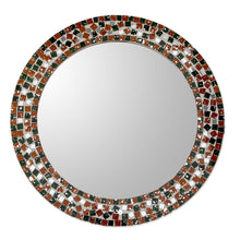 Load image into Gallery viewer, Artisan Crafted Round Wall Mirror with Glass Mosaic Frame - Forest Mosaic | NOVICA
