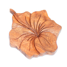 Load image into Gallery viewer, Balinese Hand Carved Hibiscus Flower Wood Relief Panel - Single Hibiscus | NOVICA
