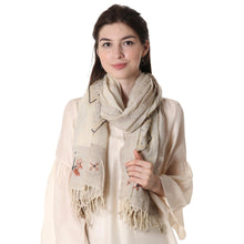 Load image into Gallery viewer, Indian Embroidered Wool Shawl with Diamond Motif - Butter Blossom | NOVICA
