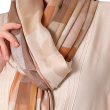 Load image into Gallery viewer, Indian Viscose Shawl with Geometric Pattern - Earthy Story | NOVICA
