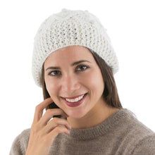 Load image into Gallery viewer, Hand Knitted Ivory Color Alpaca Neck Warmer or Hat - Stylish in Ivory | NOVICA
