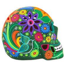 Load image into Gallery viewer, Floral Ceramic Day of the Dead Skull Sculpture from Mexico - Cheerful Skull | NOVICA
