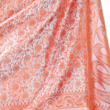 Load image into Gallery viewer, Floral Paisley Varanasi Silk Shawl in Orange and White - Tangerine Ecstasy | NOVICA
