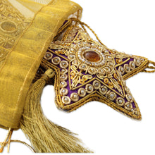 Load image into Gallery viewer, Handcrafted Beaded Purple Christmas Star Ornaments Set of 4 - Purple Star | NOVICA
