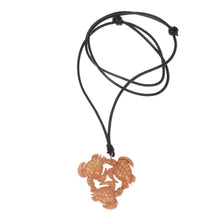 Load image into Gallery viewer, Hand Crafted Turtle Pendant on Leather Cord Necklace - Happy Turtle | NOVICA
