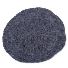 Load image into Gallery viewer, Andean Alpaca Wool Hand Knitted Beret in Charcoal Grey - Charcoal Grey Leaves | NOVICA
