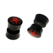 Load image into Gallery viewer, Handcrafted Arang Wood Red Star Stud Earrings from Bali - Dotted Stars | NOVICA
