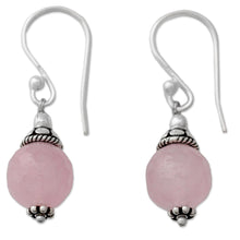 Load image into Gallery viewer, Pink Chalcedony Dangle Earrings with Sterling Silver - Royal Discretion | NOVICA
