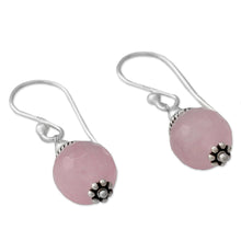 Load image into Gallery viewer, Pink Chalcedony Dangle Earrings with Sterling Silver - Royal Discretion | NOVICA
