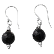 Load image into Gallery viewer, Artisan Crafted Sterling Silver Earrings with Black Onyx - Glorious Black | NOVICA
