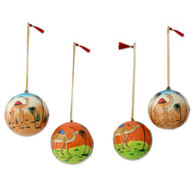 Load image into Gallery viewer, Handmade Papier Mache Round Camel Ornaments (Set of 4) - &#39;Wise Camels&#39; | NOVICA
