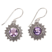 Load image into Gallery viewer, Hand Crafted Amethyst and Sterling Silver Dangle Earrings - Purple Sunshine | NOVICA
