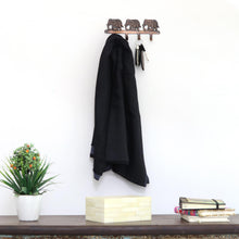 Load image into Gallery viewer, Key Holder Antiqued Elephants on Copper Plated Brass - Adventurous Elephants | NOVICA
