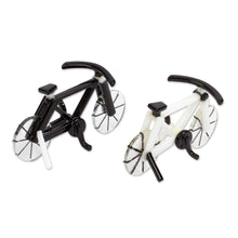 Load image into Gallery viewer, Set of Two 3-inch Art Glass Bicycle Miniatures from Mexico - Vintage Bicycles | NOVICA
